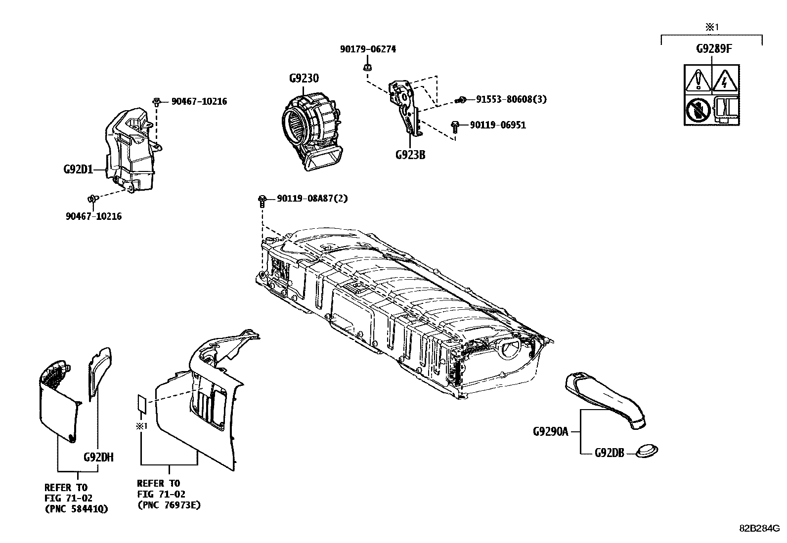 Toyota CAMRY 蓄电池和蓄电池电缆 EPC diagram — 82B284G