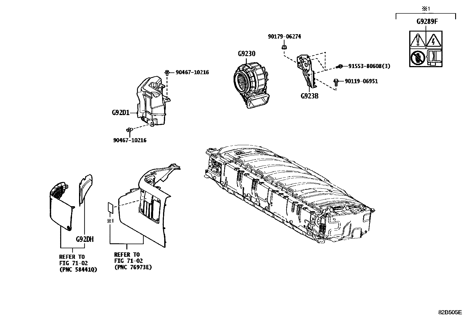 Toyota CAMRY 蓄电池和蓄电池电缆 EPC diagram — 82B505E