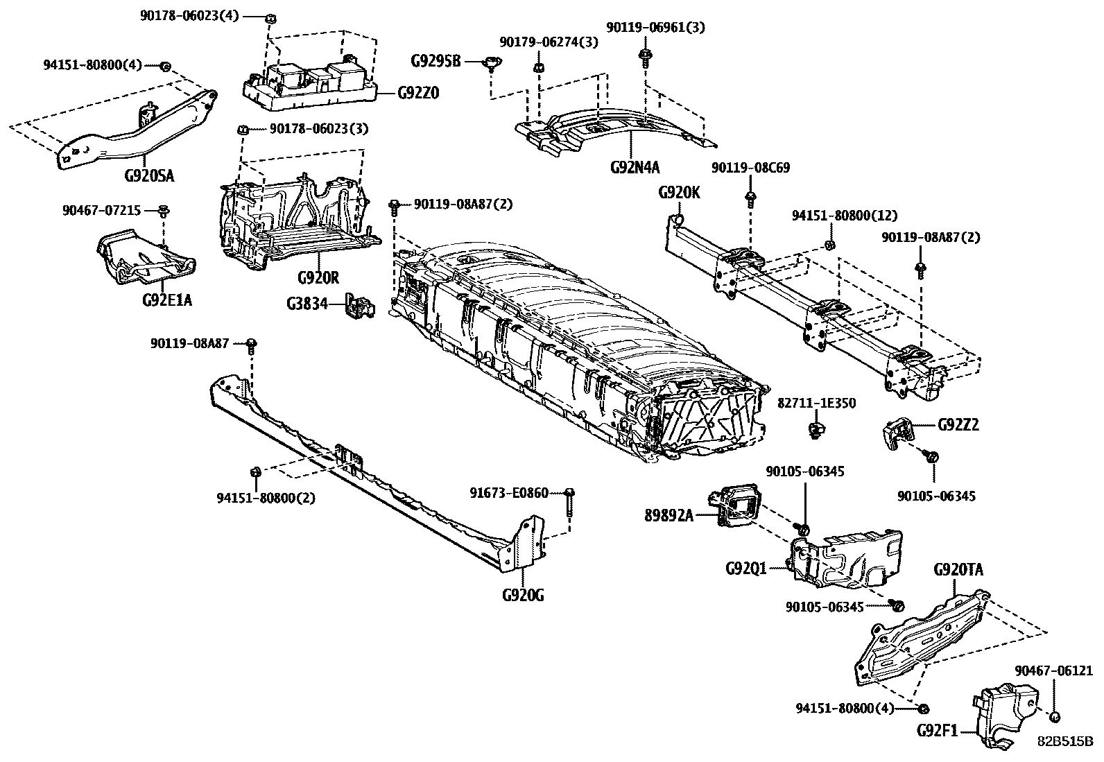 Toyota CAMRY 蓄电池和蓄电池电缆 EPC diagram — 82B515B