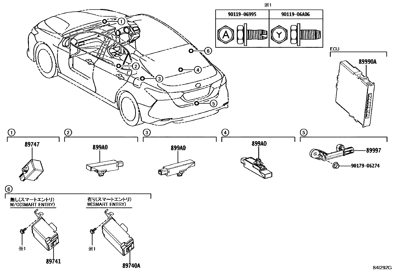 Toyota CAMRY 遥控门锁 EPC diagram — 84I292G