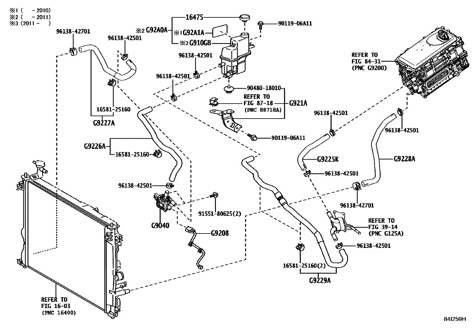 Toyota CAMRY 逆变器冷却系统 EPC diagram — 84I259H