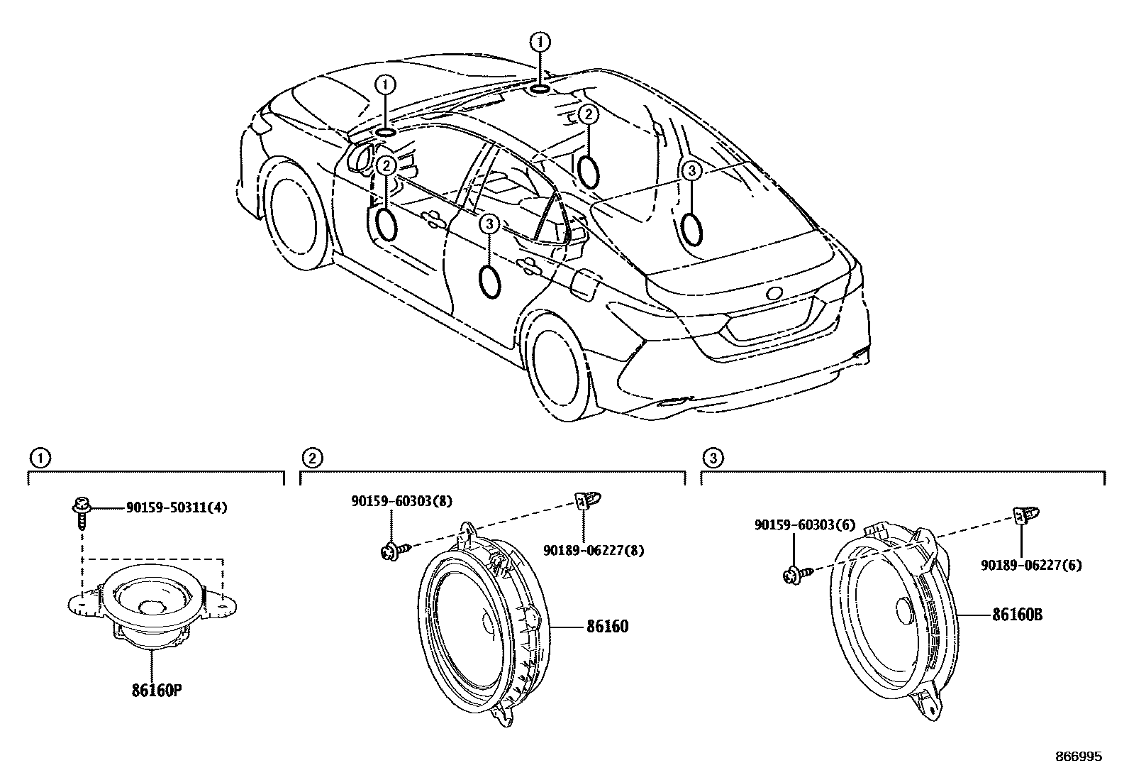 Toyota CAMRY 扬声器 EPC diagram — 866995