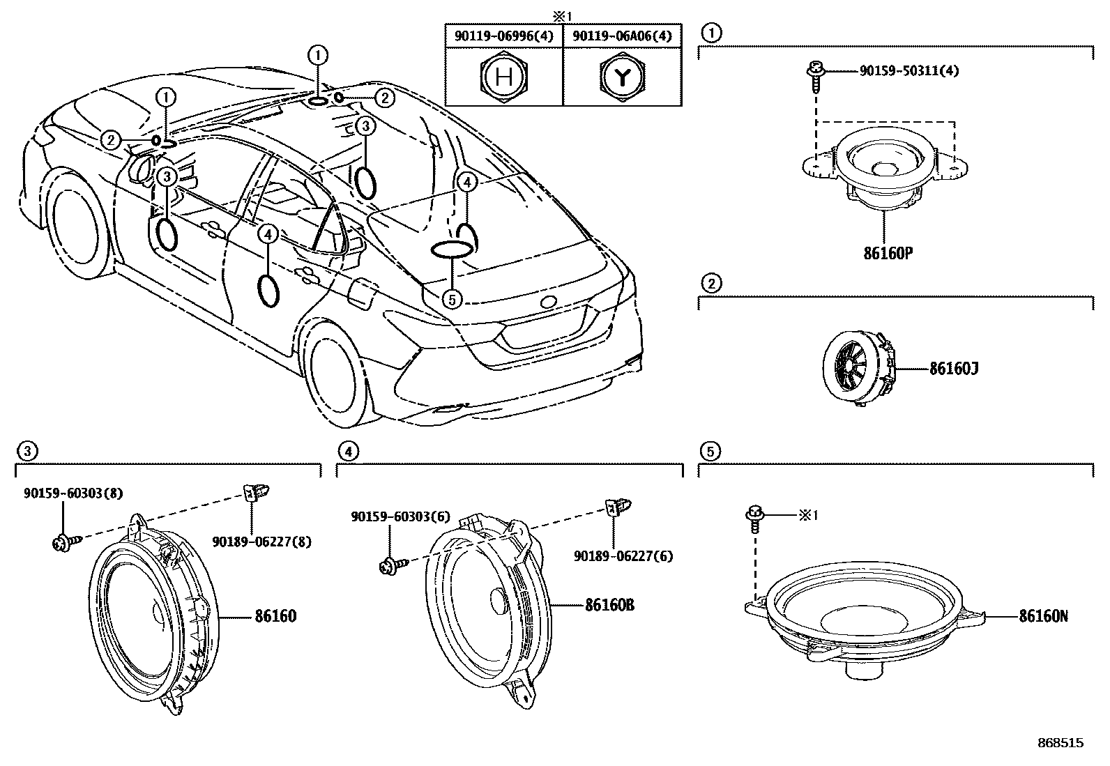Toyota CAMRY 扬声器 EPC diagram — 868515