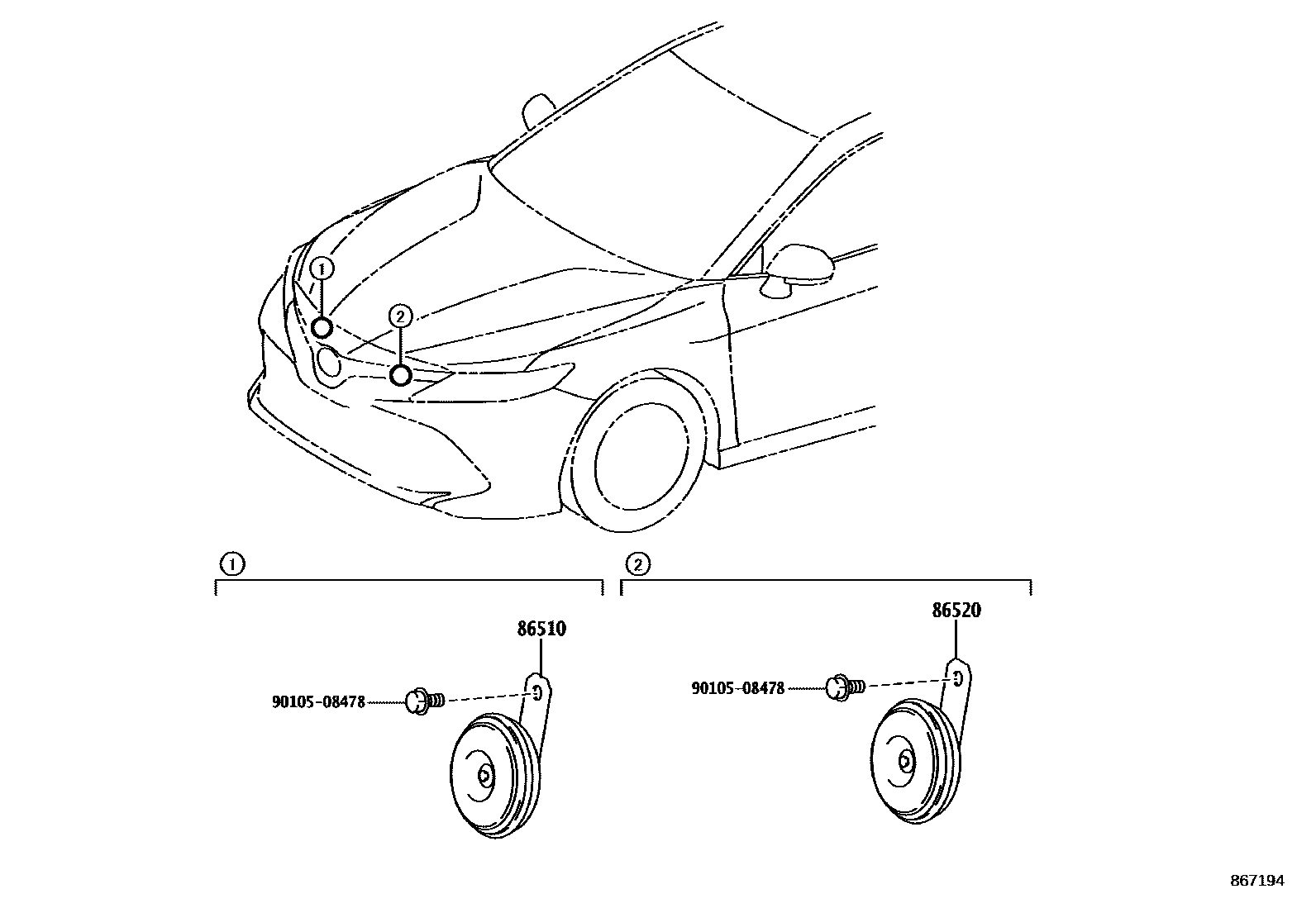 Toyota CAMRY 喇叭 EPC diagram — 867194