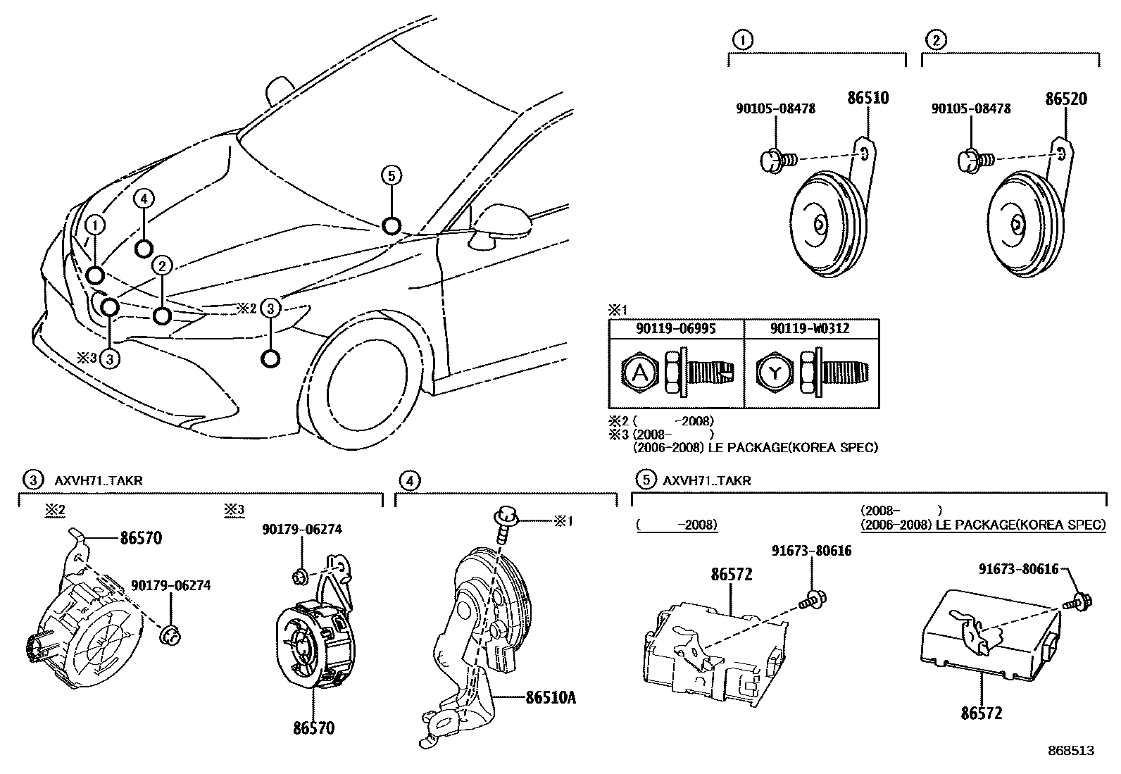 Toyota CAMRY 喇叭 EPC diagram — 868513