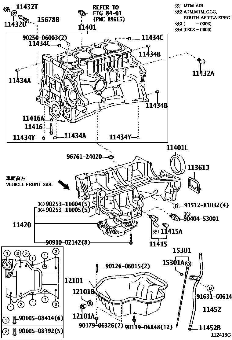 Toyota CAMRY Cylinder Block EPC diagram — 112418G