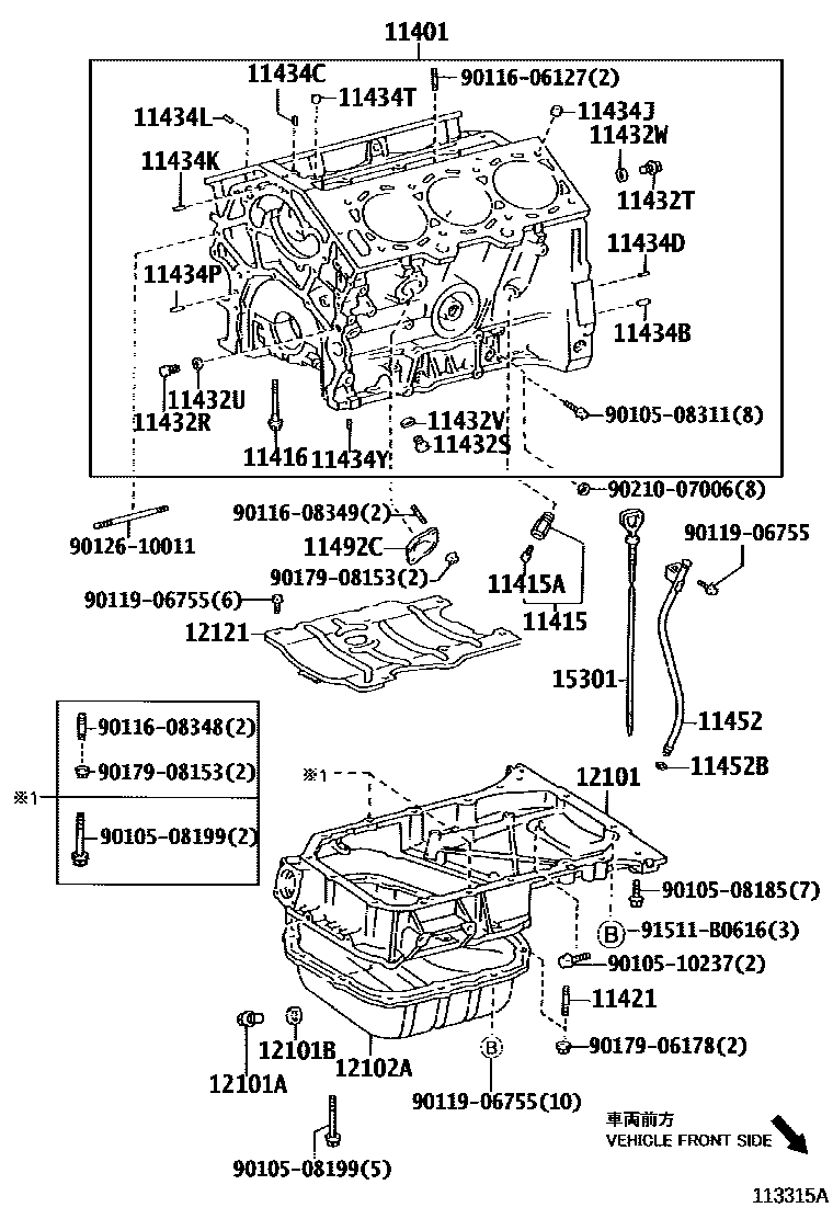 Toyota CAMRY Cylinder Block EPC diagram — 113315A
