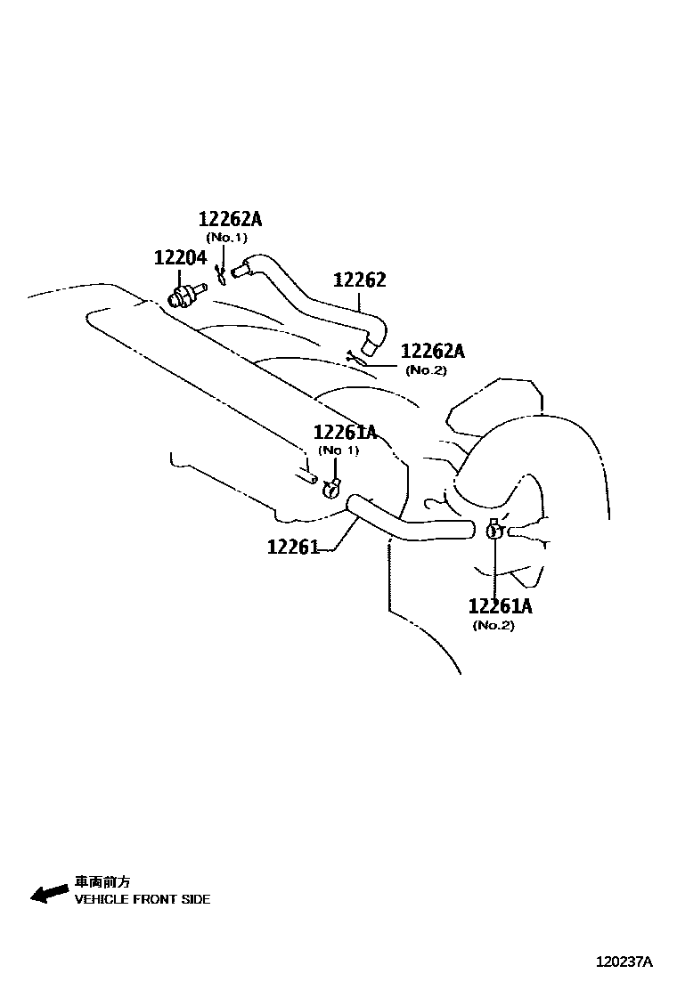 Toyota CAMRY Ventilation Hose EPC diagram — 120237A
