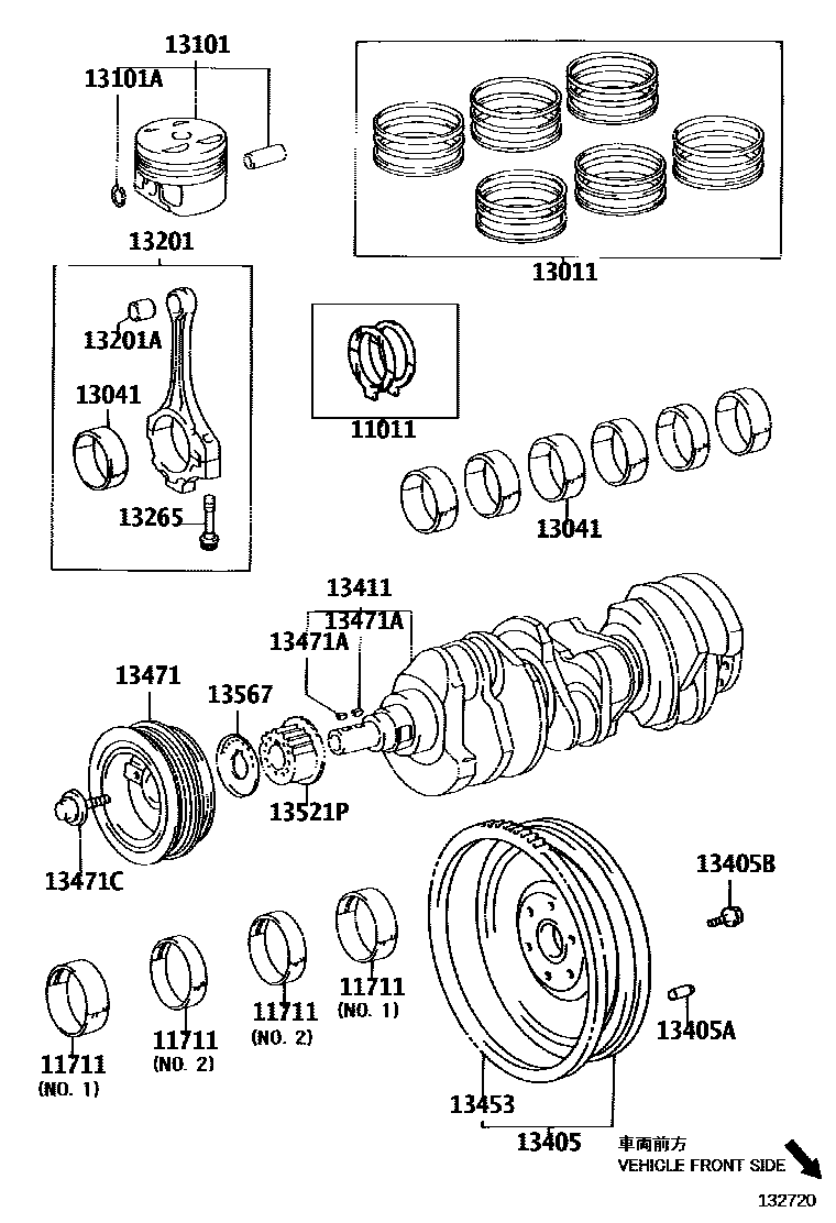 Toyota CAMRY Crankshaft & Piston EPC diagram — 132720
