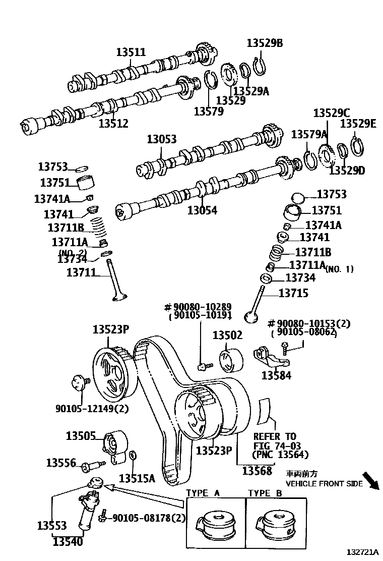 Toyota CAMRY Camshaft & Valve EPC diagram — 132721A