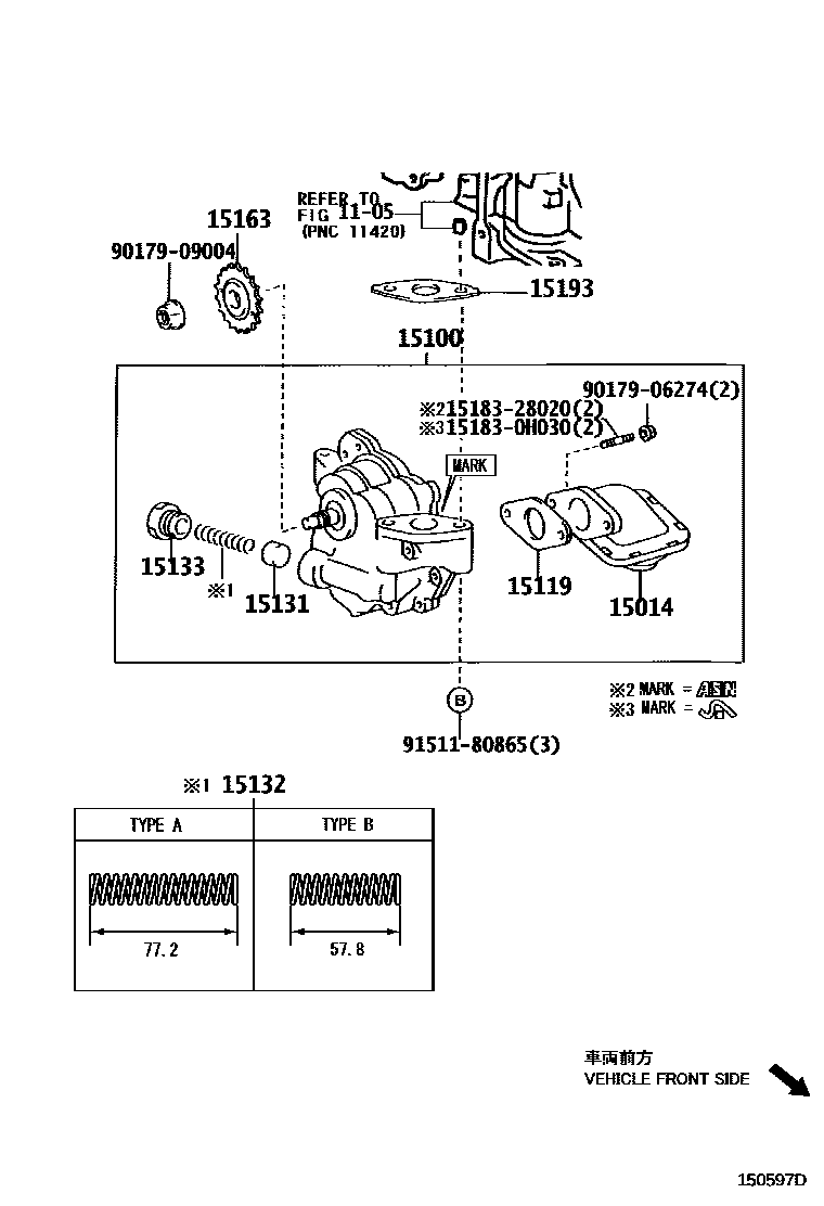 Toyota CAMRY Engine Oil Pump EPC diagram — 150597D