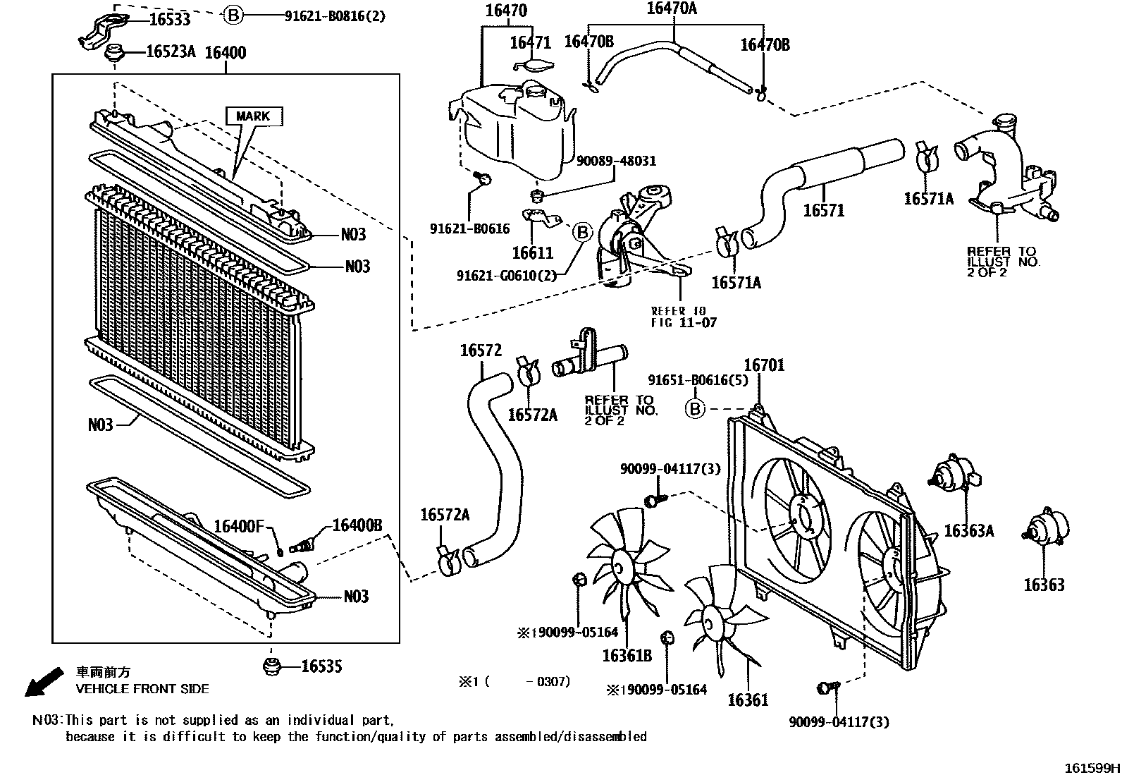 Toyota CAMRY RADIATOR & WATER OUTLET EPC diagram — 161599H