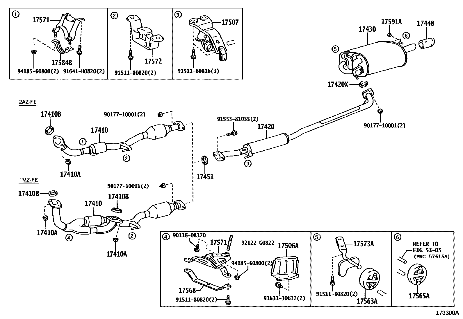 Toyota CAMRY Exhaust Pipe EPC diagram — 173300A
