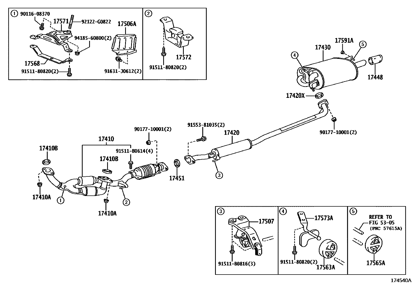 Toyota CAMRY Exhaust Pipe EPC diagram — 174540A