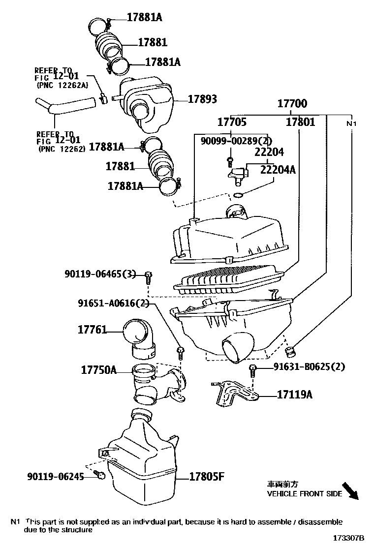 Toyota CAMRY Air Cleaner EPC diagram — 173307B
