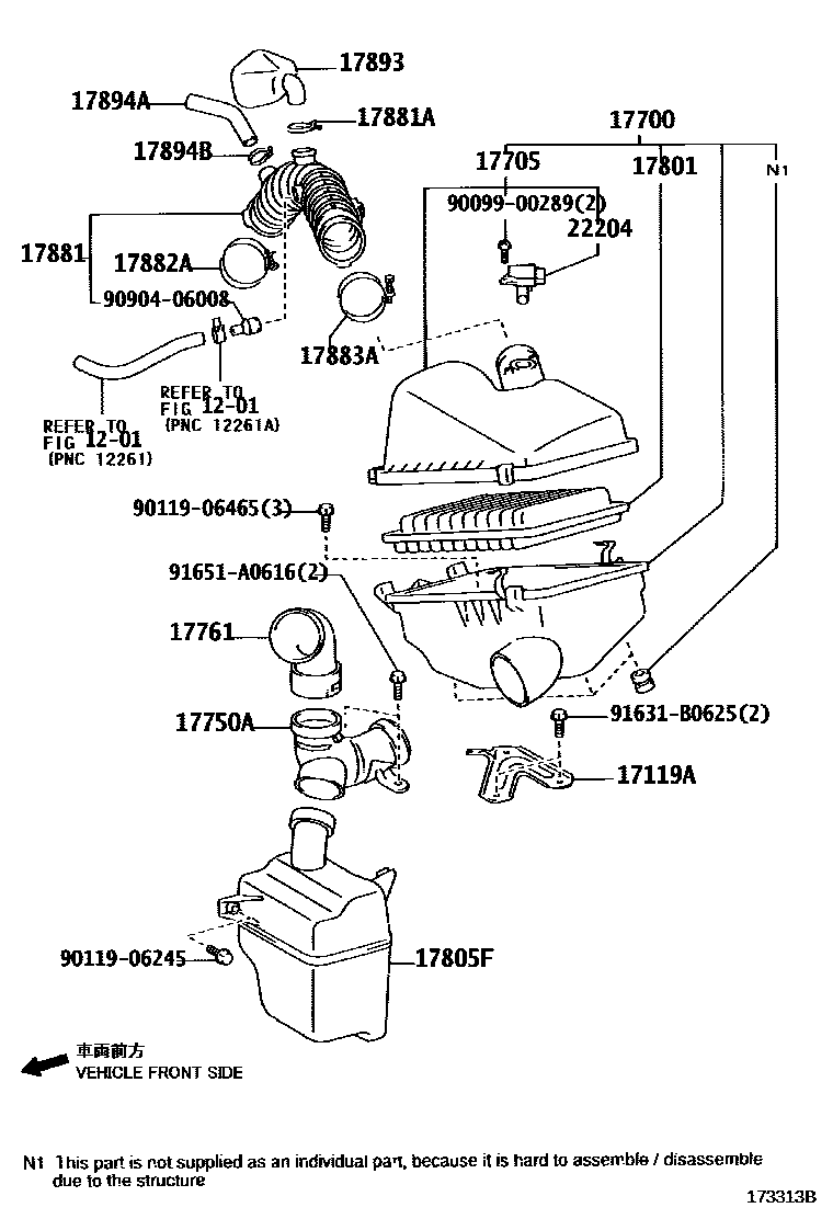 Toyota CAMRY Air Cleaner EPC diagram — 173313B