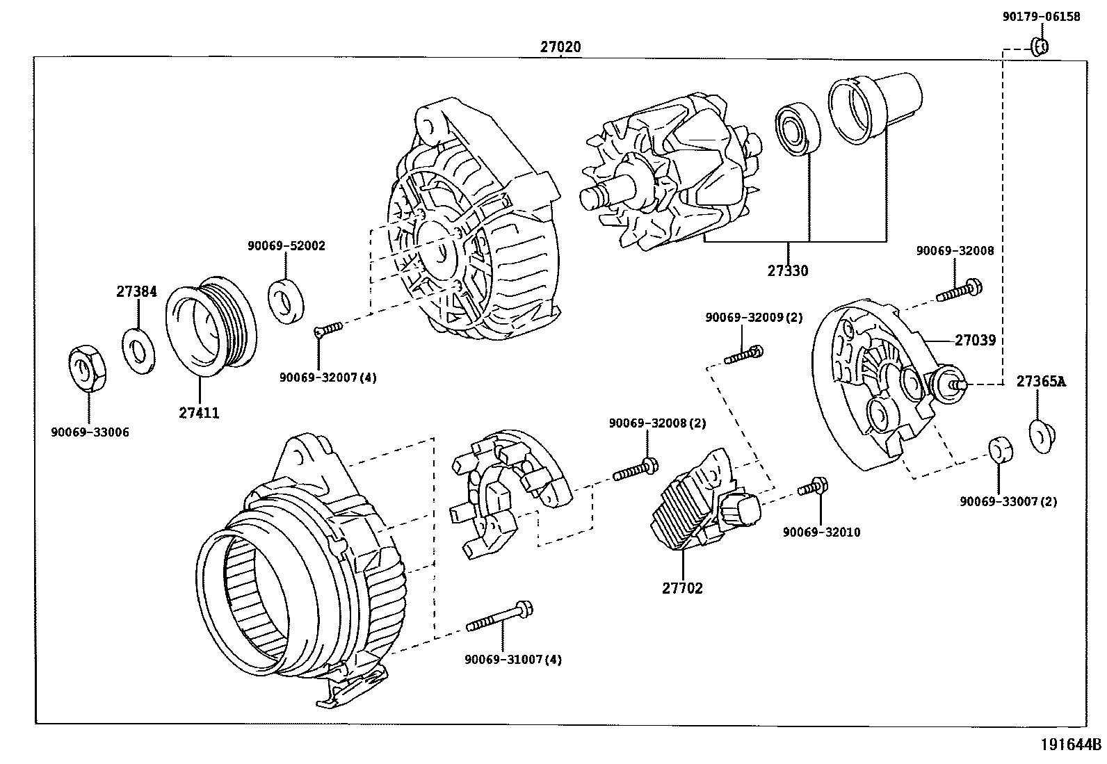 Toyota CAMRY Alternator EPC diagram — 191644B