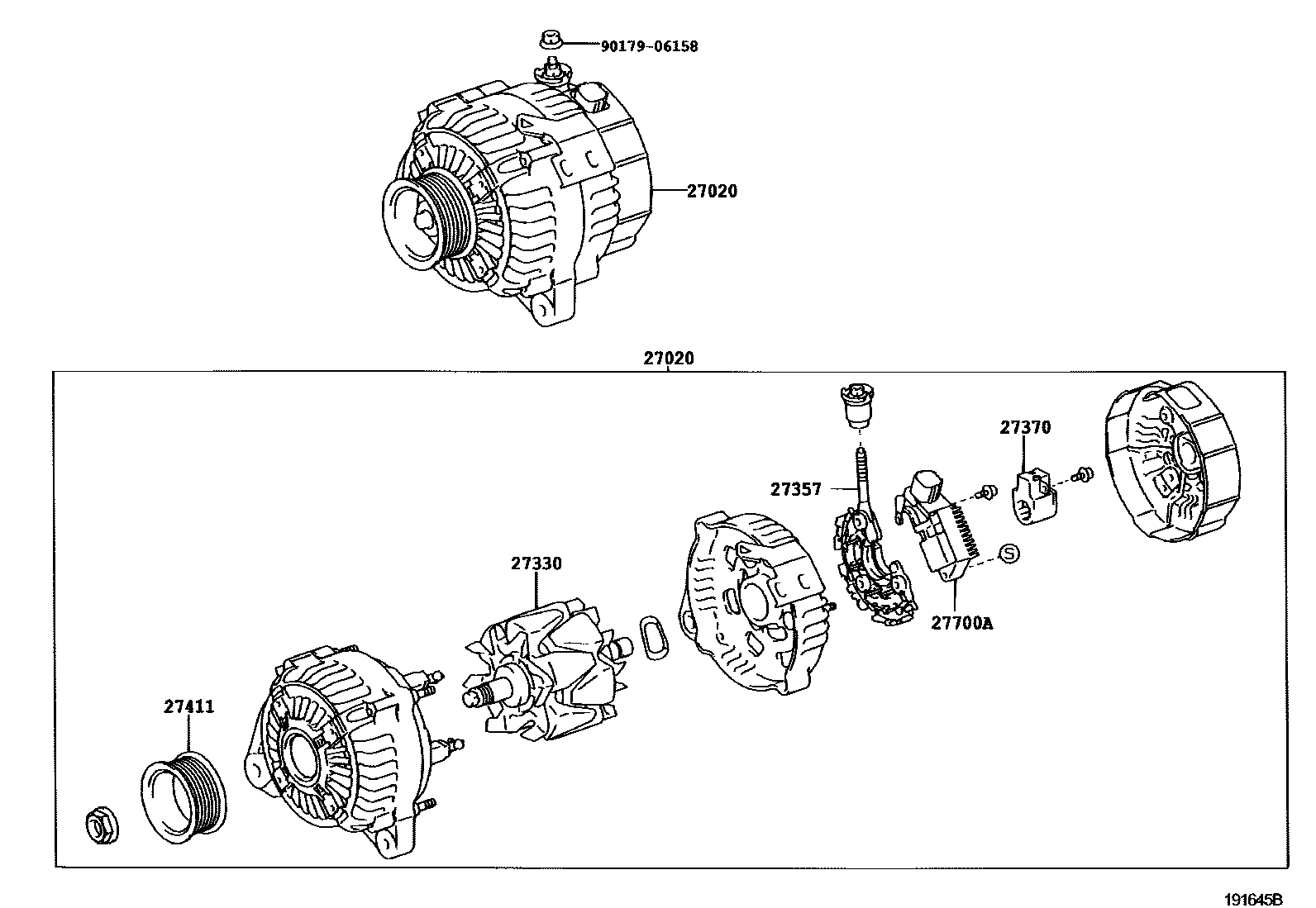 Toyota CAMRY Alternator EPC diagram — 191645B