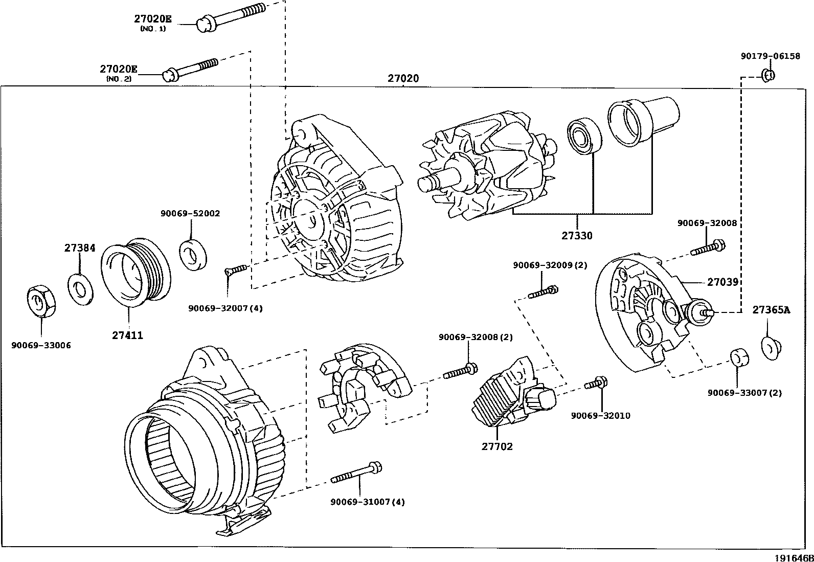 Toyota CAMRY Alternator EPC diagram — 191646B