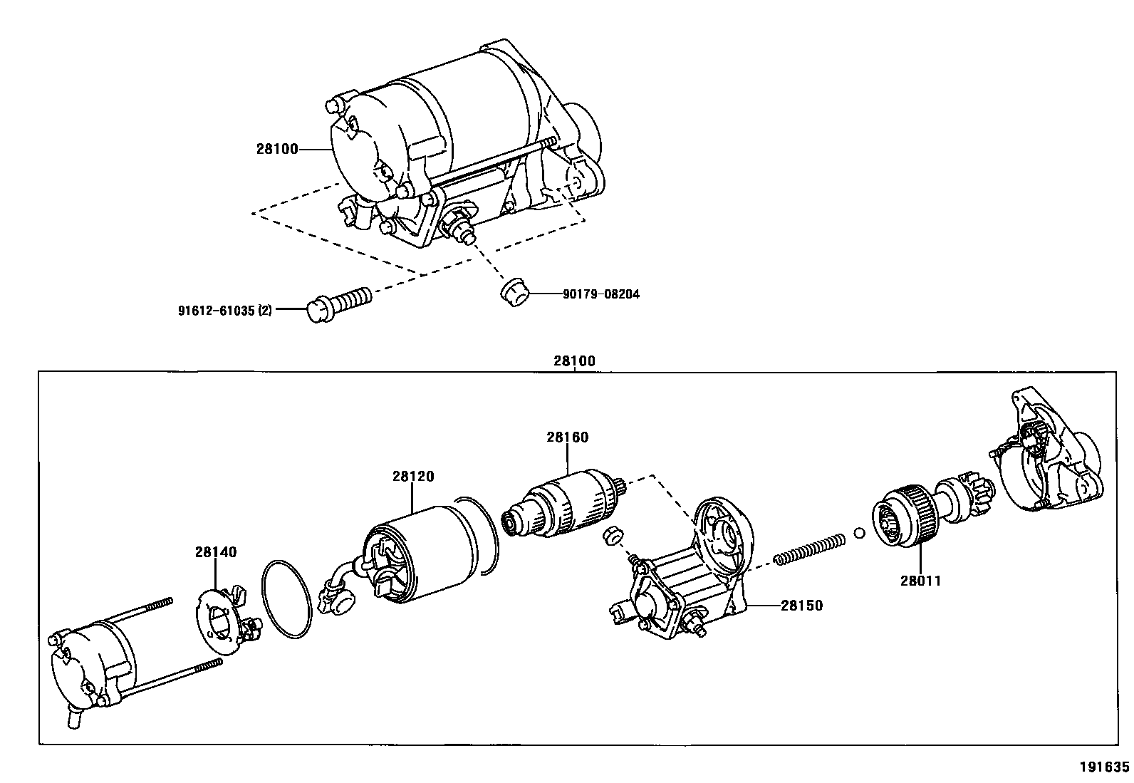 Toyota CAMRY 起动机 EPC diagram — 191635