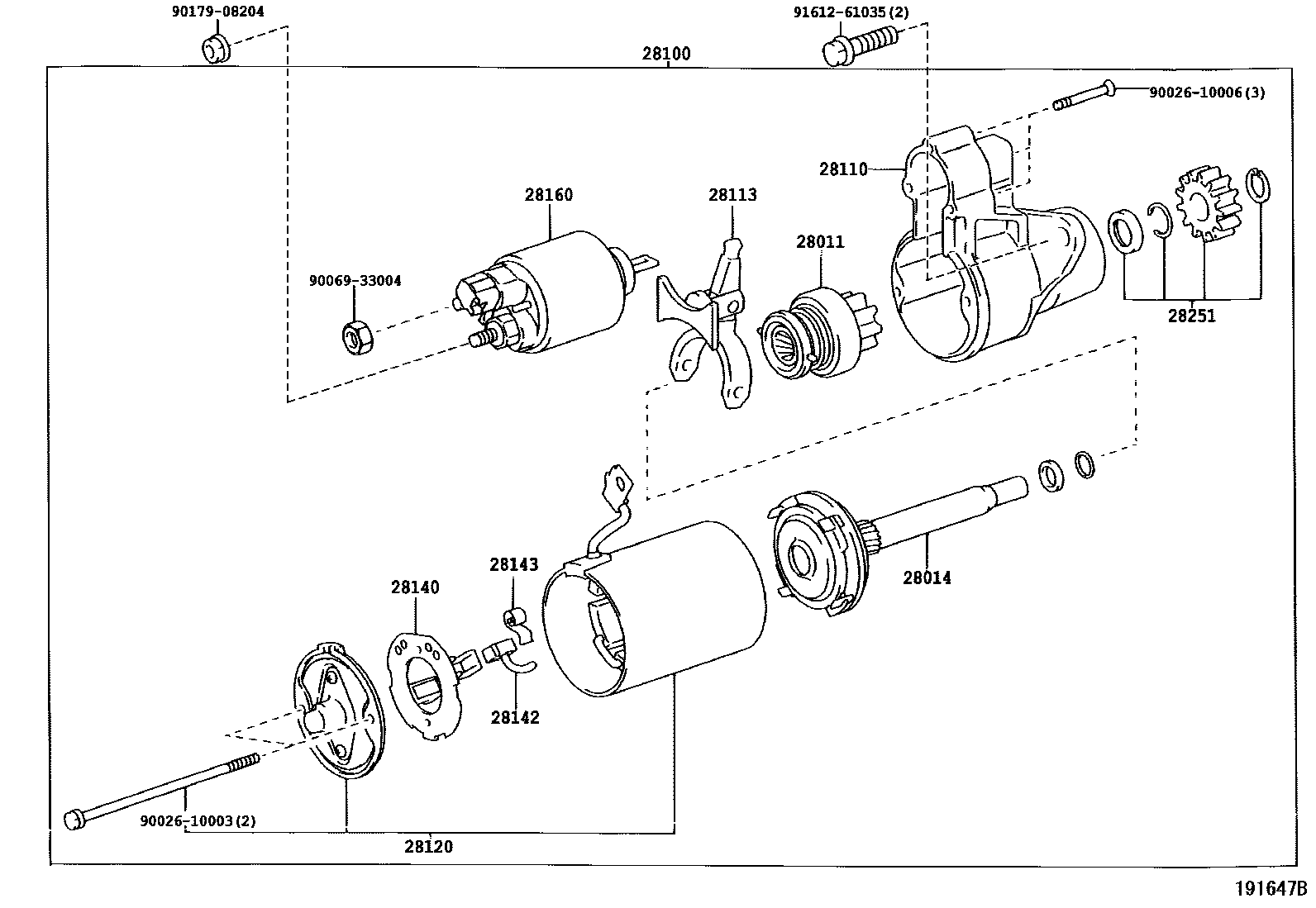Toyota CAMRY 起动机 EPC diagram — 191647B