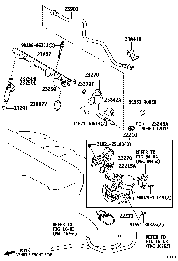 Toyota CAMRY 燃油喷射系统 EPC diagram — 221301F