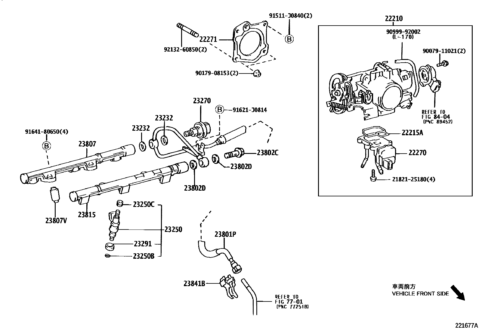 Toyota CAMRY 燃油喷射系统 EPC diagram — 221677A