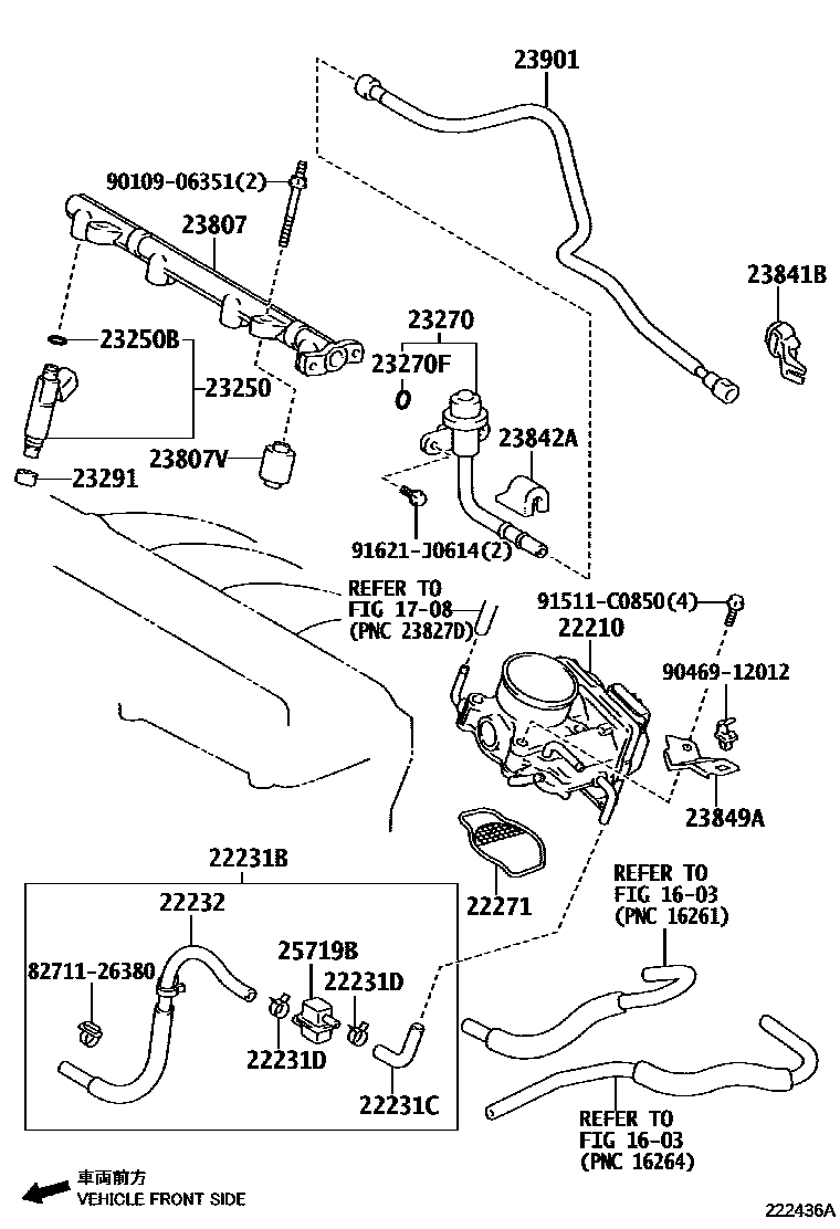 Toyota CAMRY 燃油喷射系统 EPC diagram — 222436A