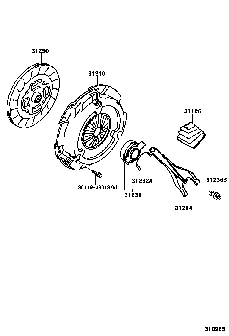 Toyota CAMRY 离合器和分离叉 EPC diagram — 310985