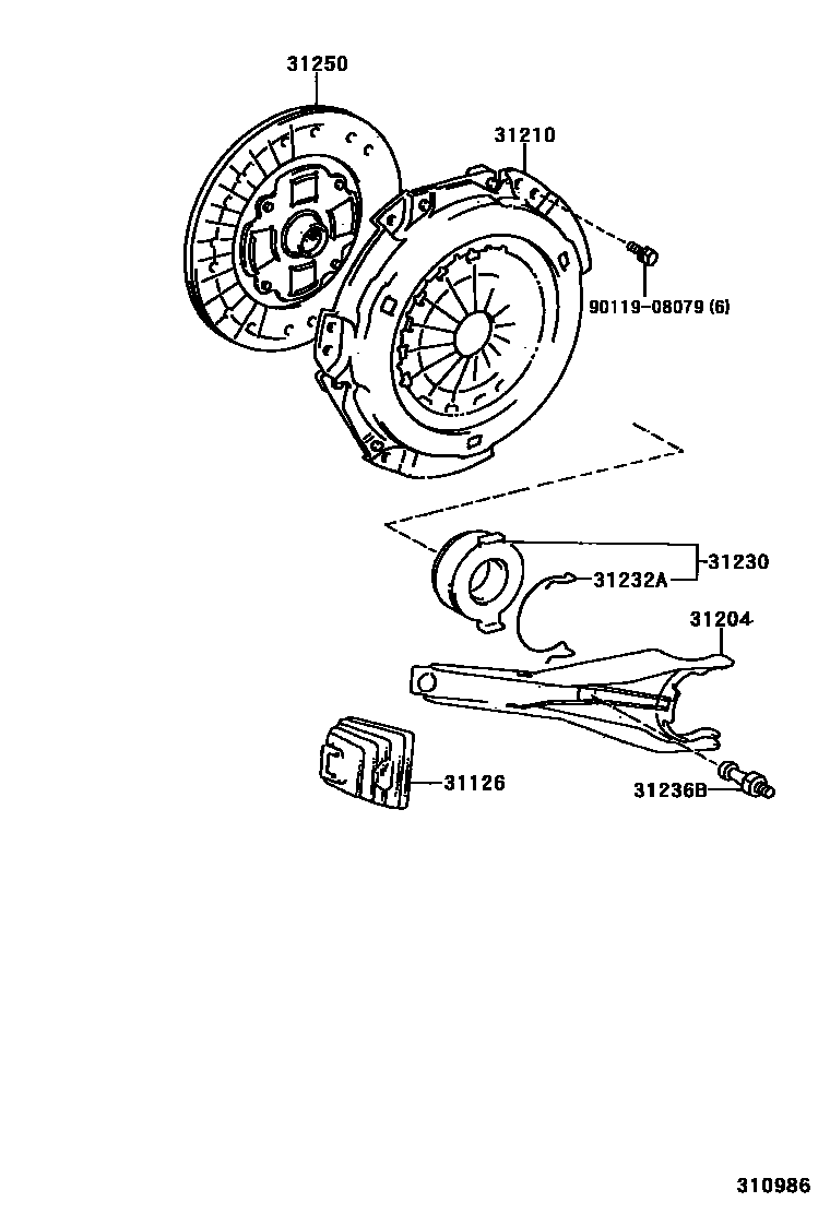 Toyota CAMRY 离合器和分离叉 EPC diagram — 310986