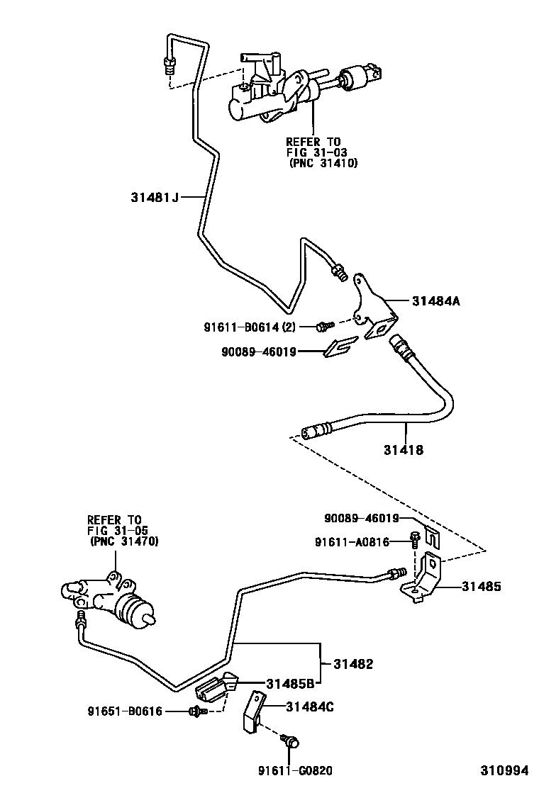 Toyota CAMRY 离合器踏板和挠性软管 EPC diagram — 310994