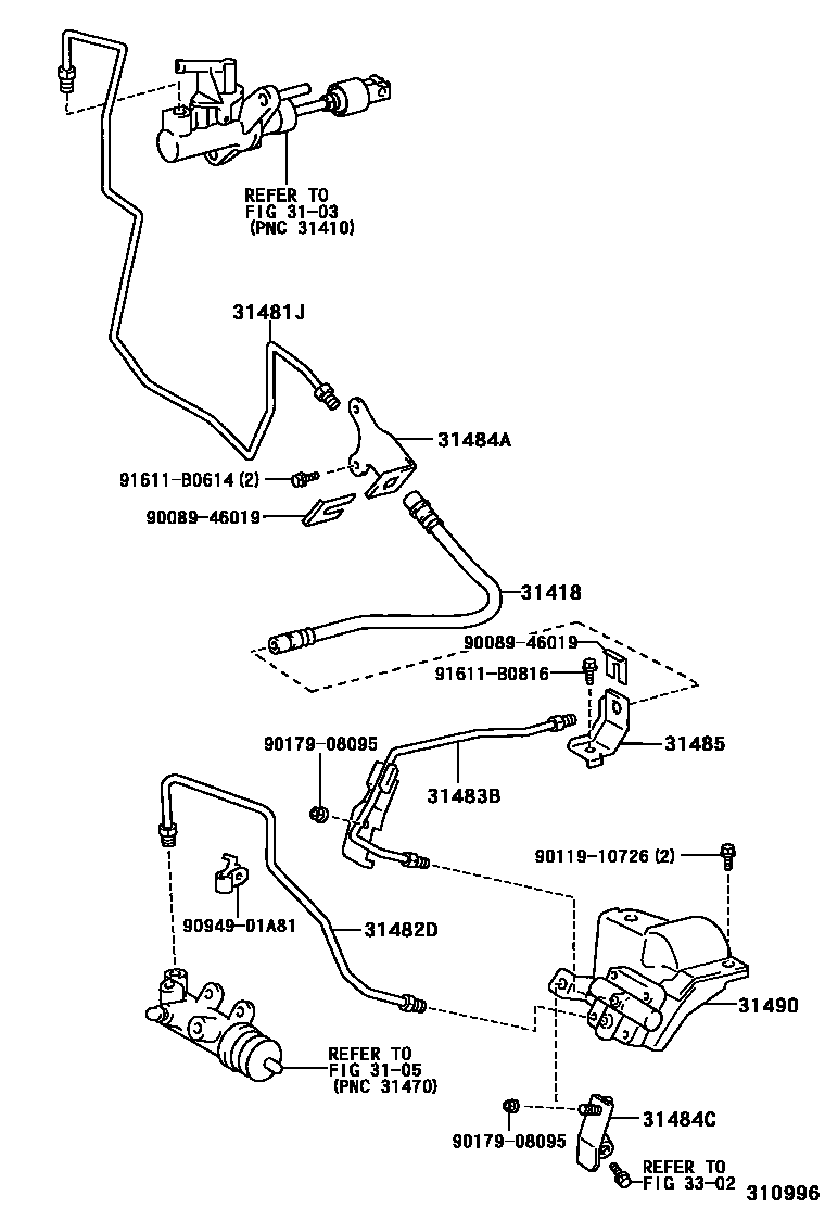 Toyota CAMRY 离合器踏板和挠性软管 EPC diagram — 310996