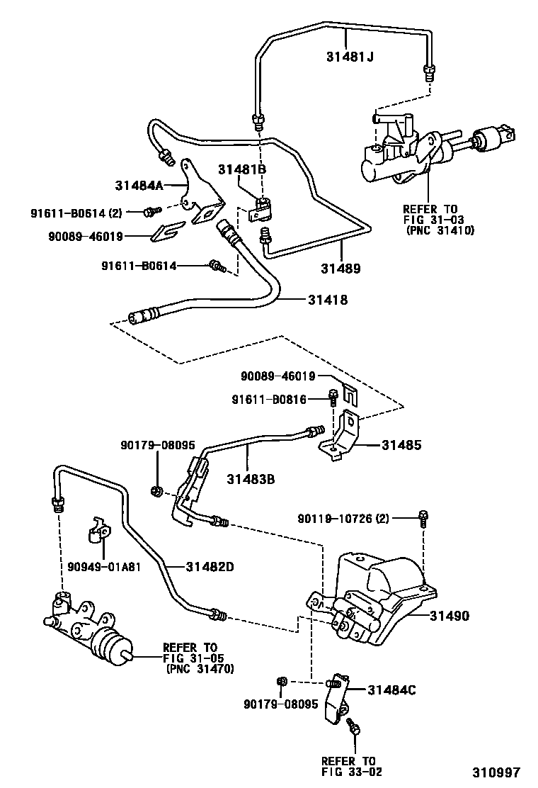 Toyota CAMRY 离合器踏板和挠性软管 EPC diagram — 310997