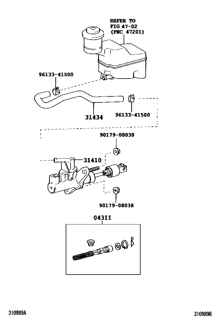 Toyota CAMRY 离合器总泵 EPC diagram — 310989B