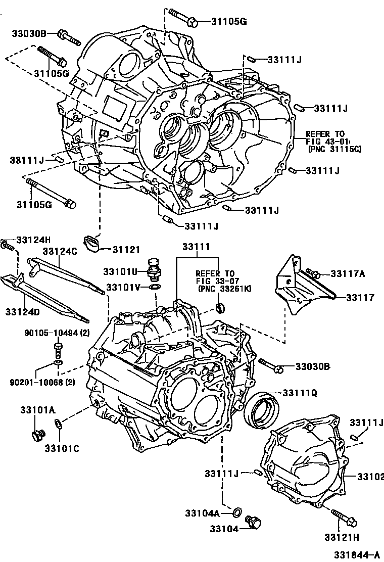 Toyota CAMRY 离合器壳和变速器壳(MTM) EPC diagram — 331844A