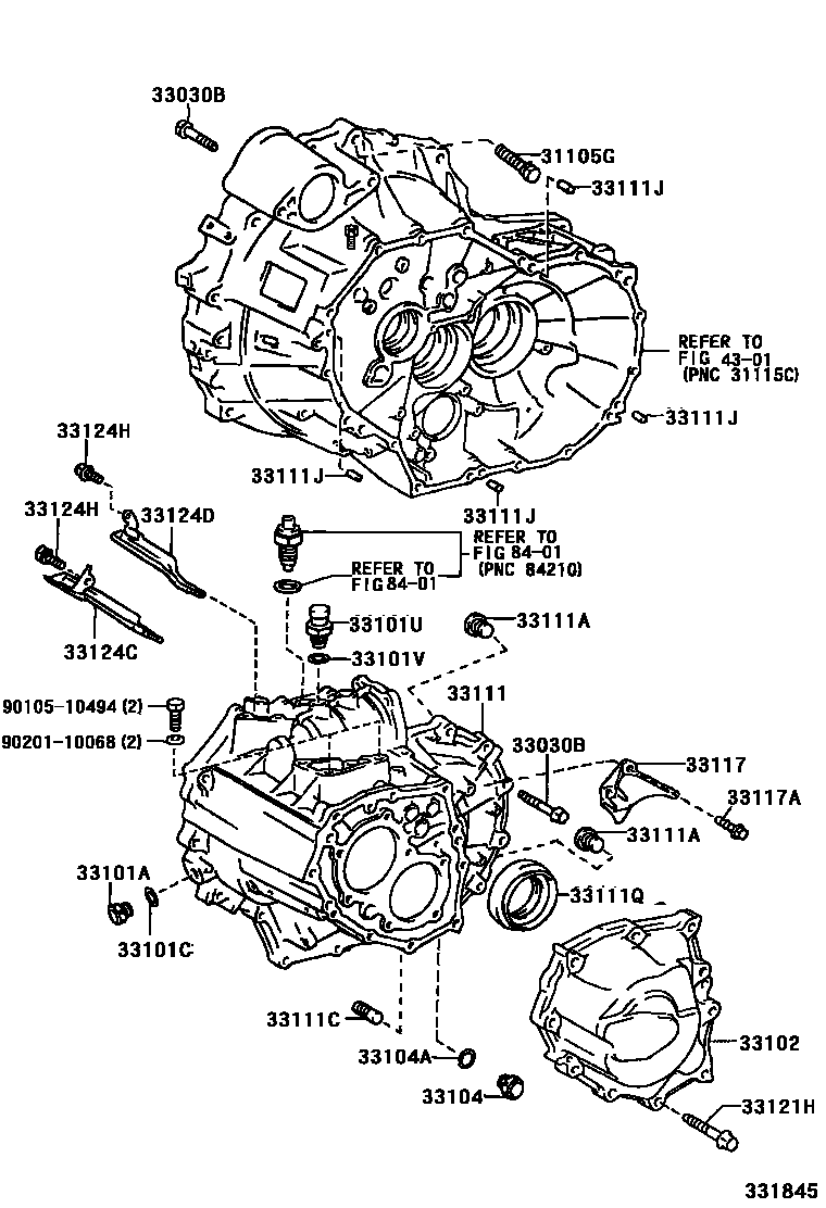 Toyota CAMRY 离合器壳和变速器壳(MTM) EPC diagram — 331845