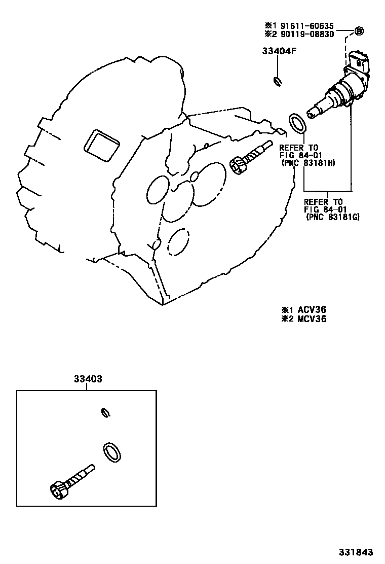 Toyota CAMRY 速度表从动齿轮(MTM) EPC diagram — 331843