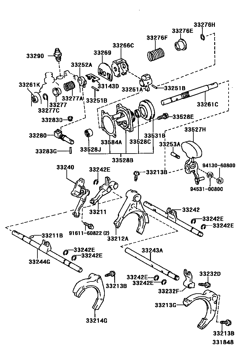 Toyota CAMRY 换档拨叉和换档杆轴(MTM) EPC diagram — 331848