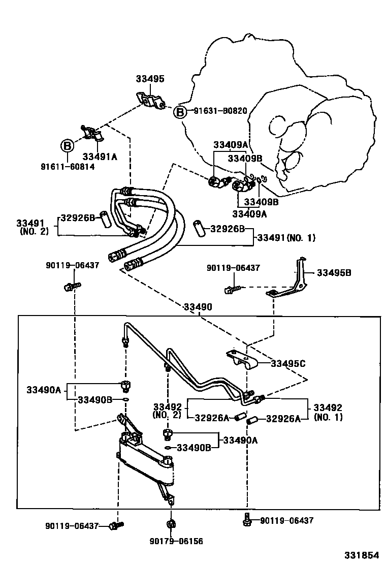Toyota CAMRY 油泵、油冷却器和配管(MTM) EPC diagram — 331854
