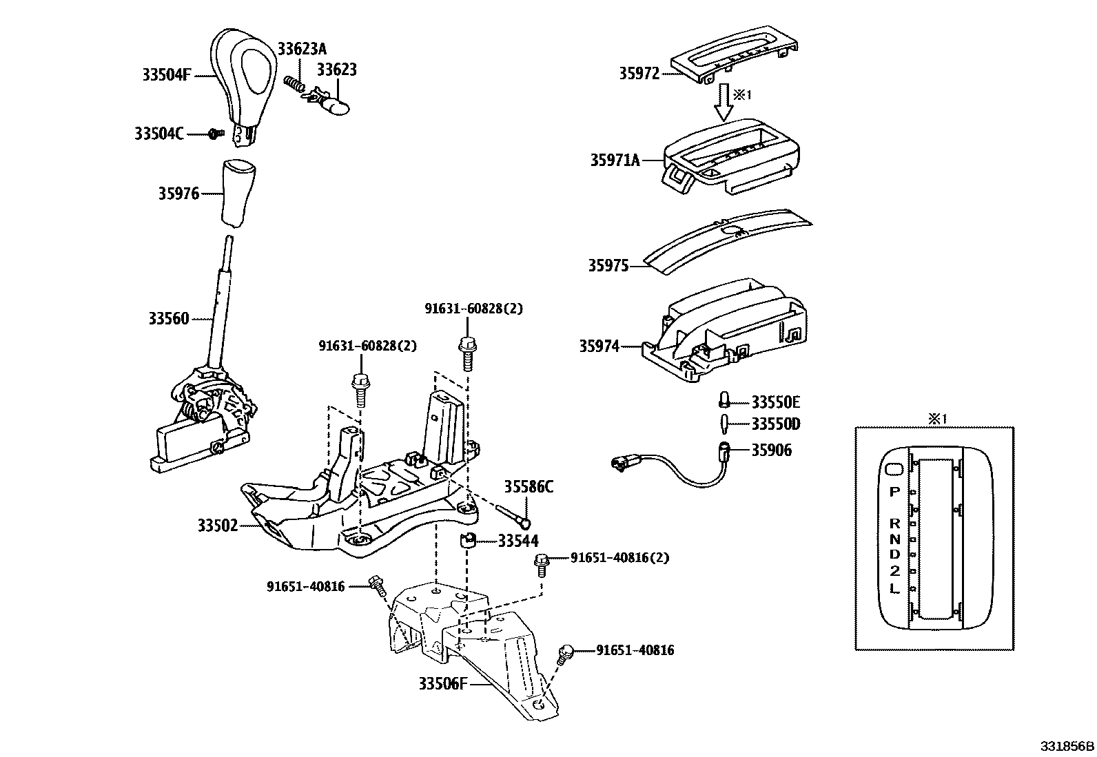 Toyota CAMRY Shift Lever & Retainer EPC diagram — 331856B