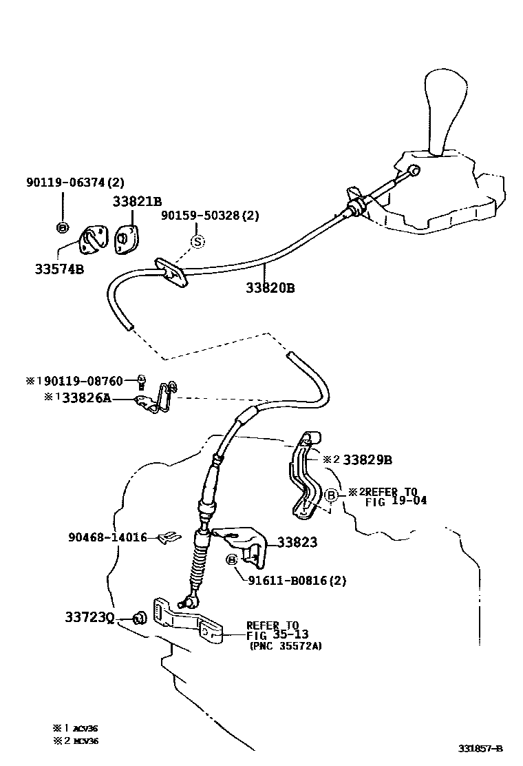 Toyota CAMRY Shift Lever & Retainer EPC diagram — 331857B