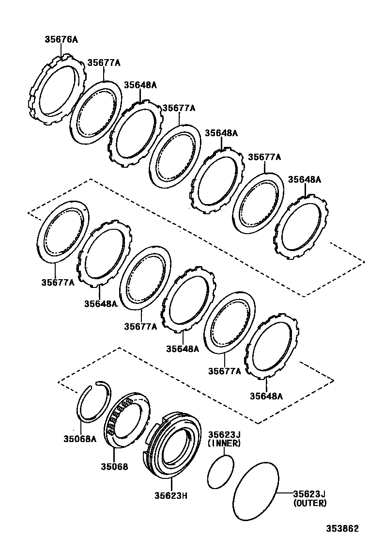 Toyota CAMRY 3号制动器、一档和倒档制动器(ATM) EPC diagram — 353862