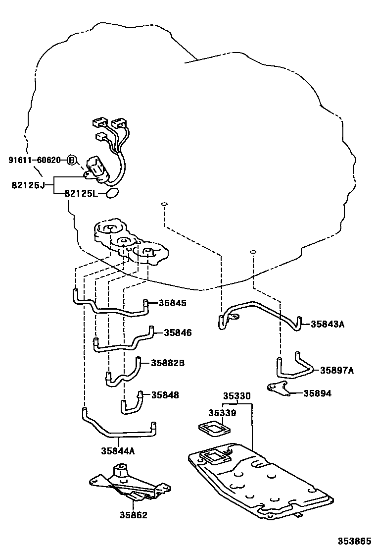 Toyota CAMRY 阀体和滤油网(ATM) EPC diagram — 353865