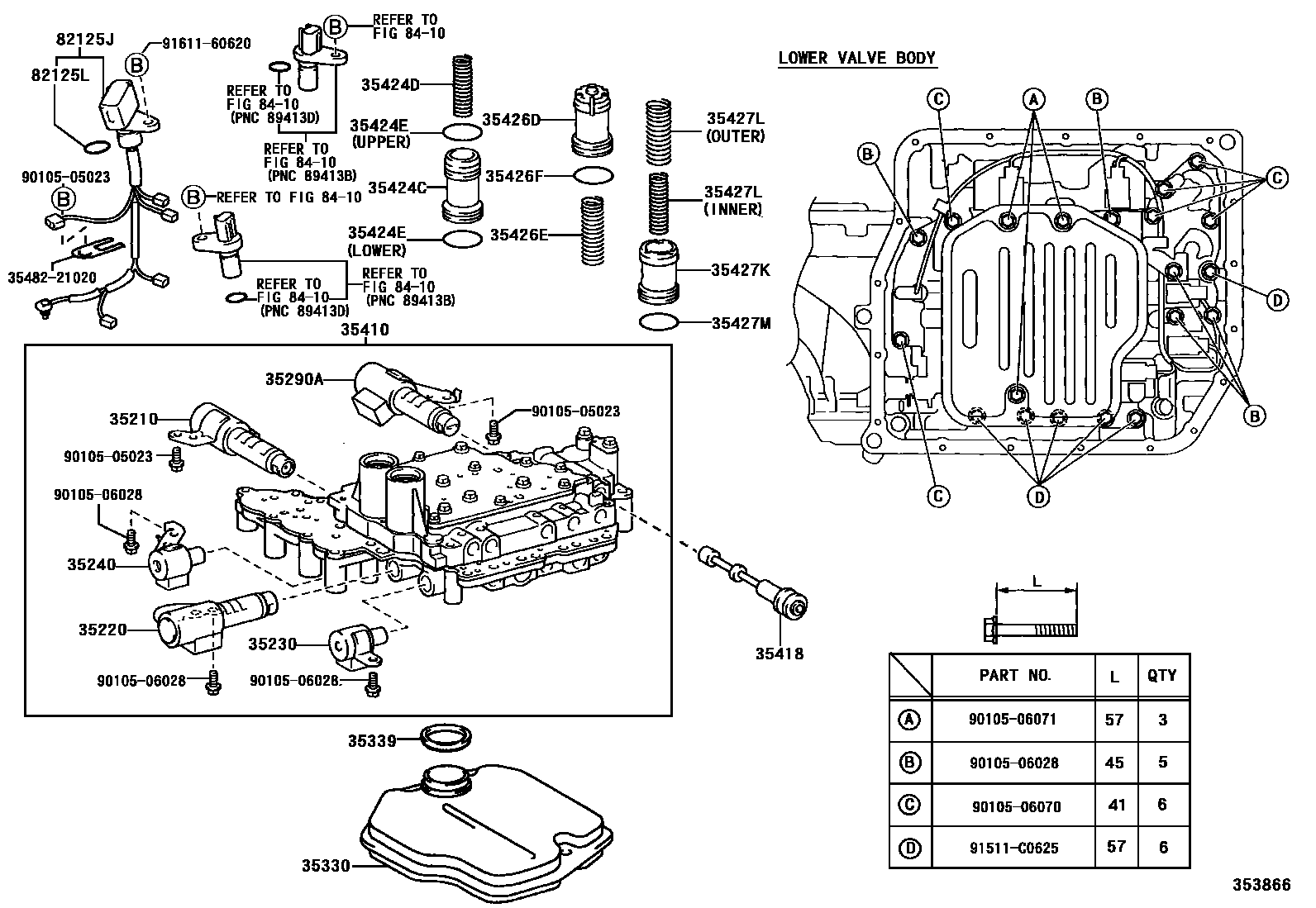 Toyota CAMRY 阀体和滤油网(ATM) EPC diagram — 353866