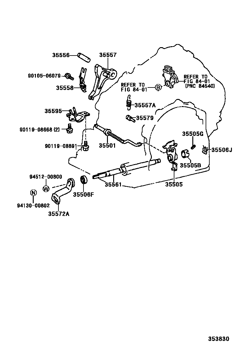 Toyota CAMRY 节气阀连杆和阀杆(ATM) EPC diagram — 353830