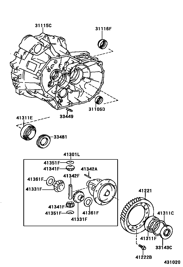 Toyota CAMRY 前桥壳和差速器 EPC diagram — 431020