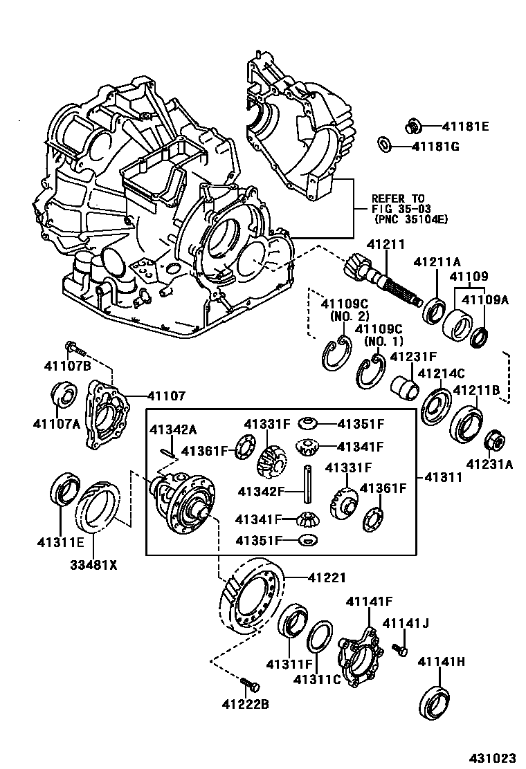Toyota CAMRY 前桥壳和差速器 EPC diagram — 431023