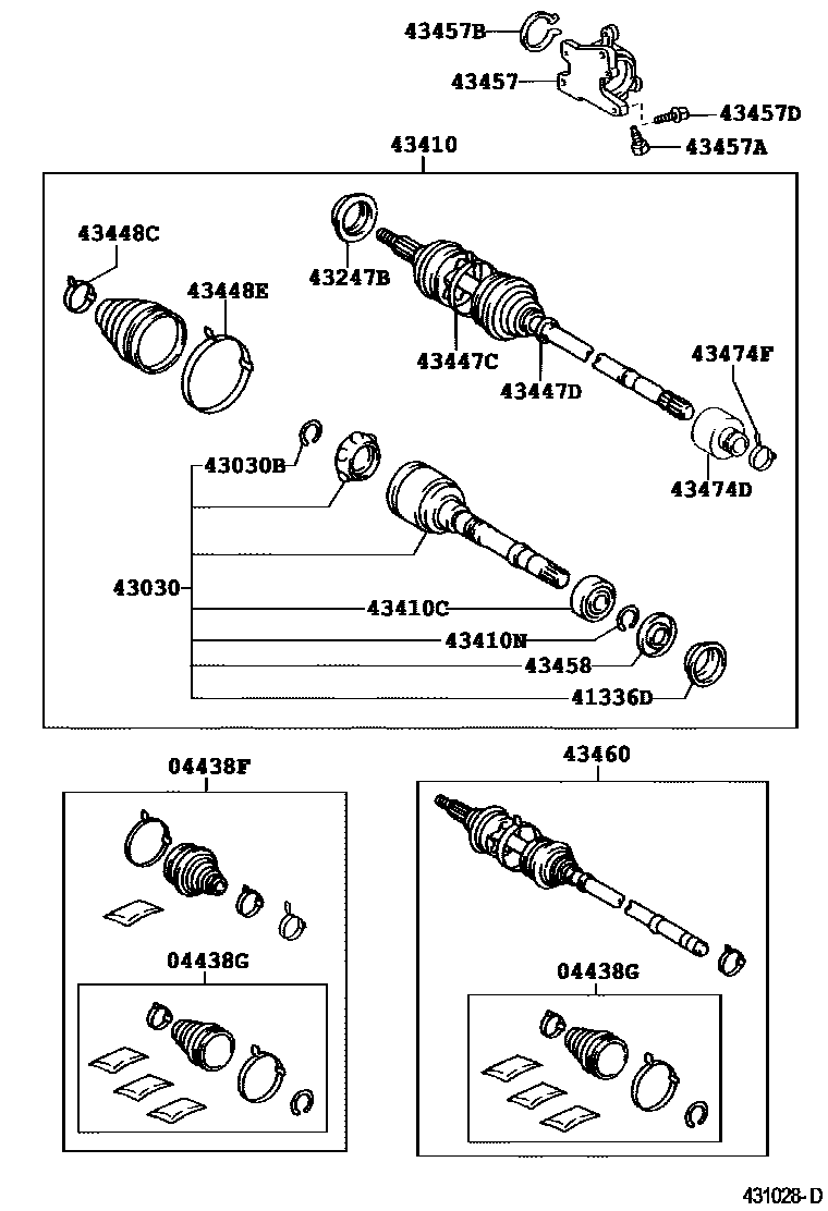 Toyota CAMRY Front Drive Shaft EPC diagram — 431028D
