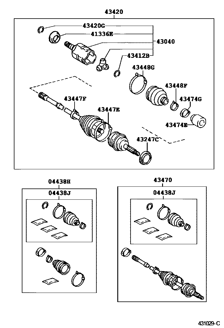 Toyota CAMRY Front Drive Shaft EPC diagram — 431029C