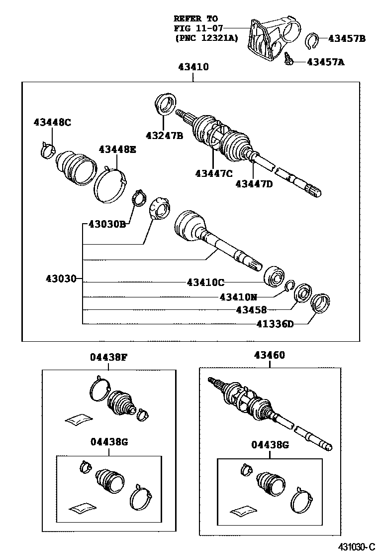 Toyota CAMRY Front Drive Shaft EPC diagram — 431030C